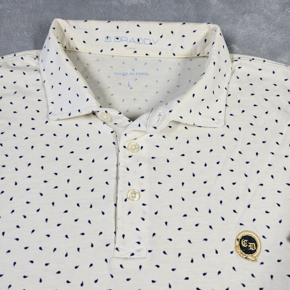 Draddy Cream Polo with Navy Micro Dot Print